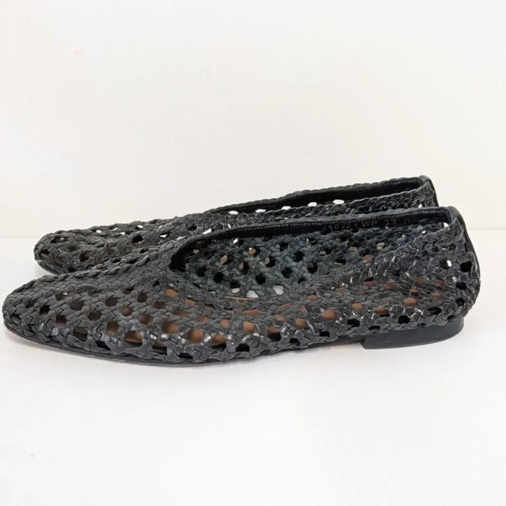 Margaux The Woven Paz Nappa Leather Flats Womens 39M/US8.5-9 Black